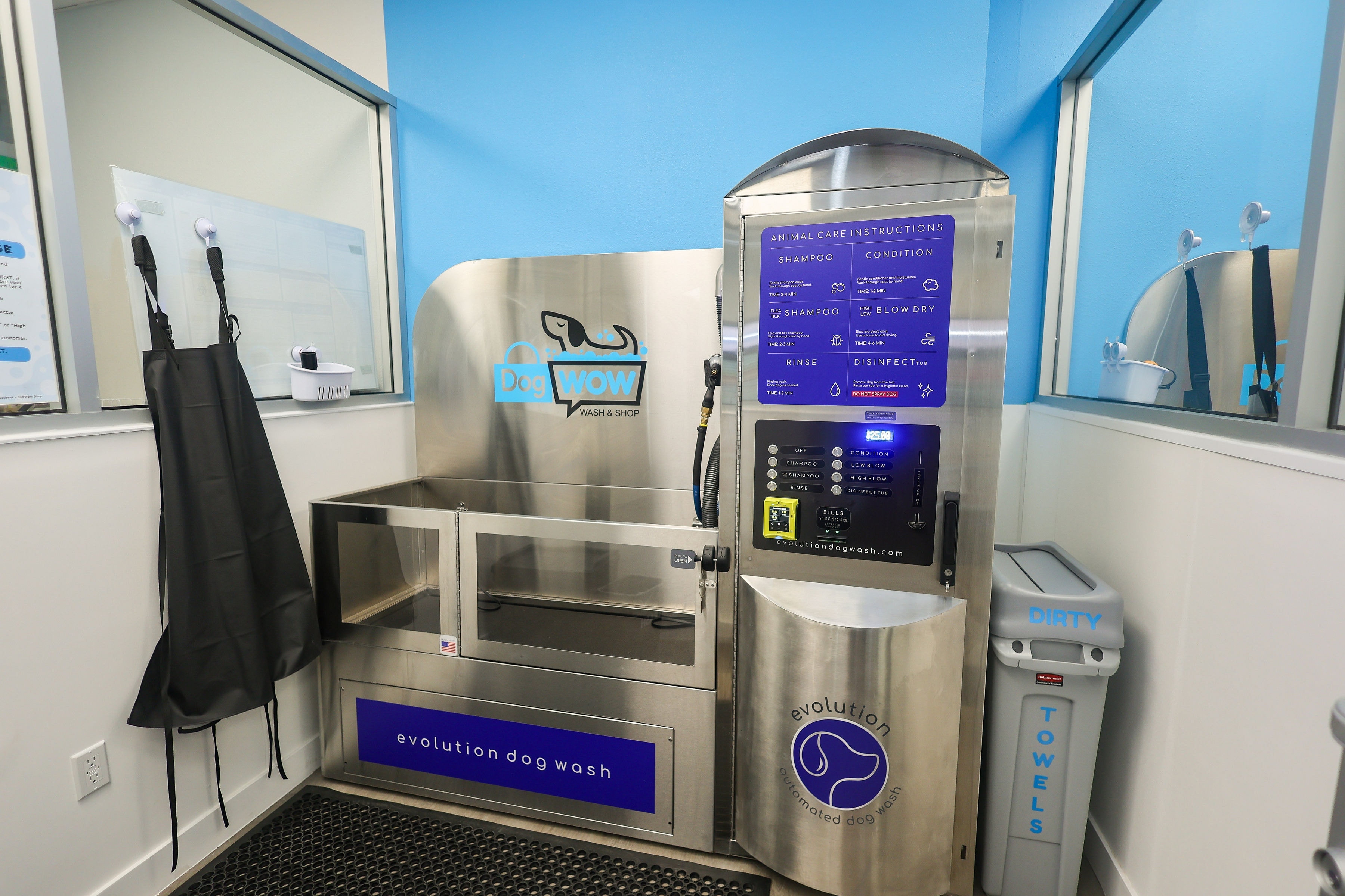 DOGWOW Evolution automated dog wash station interior view